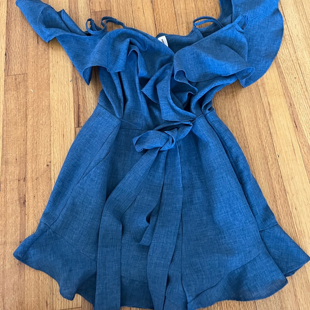 Blue denim romper